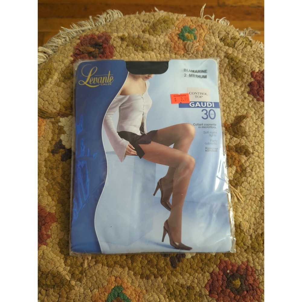 New Levante Gaudi 30 Control Top Pantyhose Size‎ 2 M BluMarine Blue Made Italy